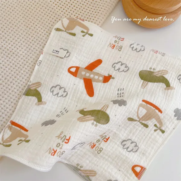 Xô muslin cao cấp 2 lớp hoạ tiết máy bay