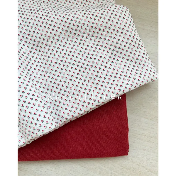 MUSLIN HỌA TIẾT HOA NHỎ MÀU ĐỎ