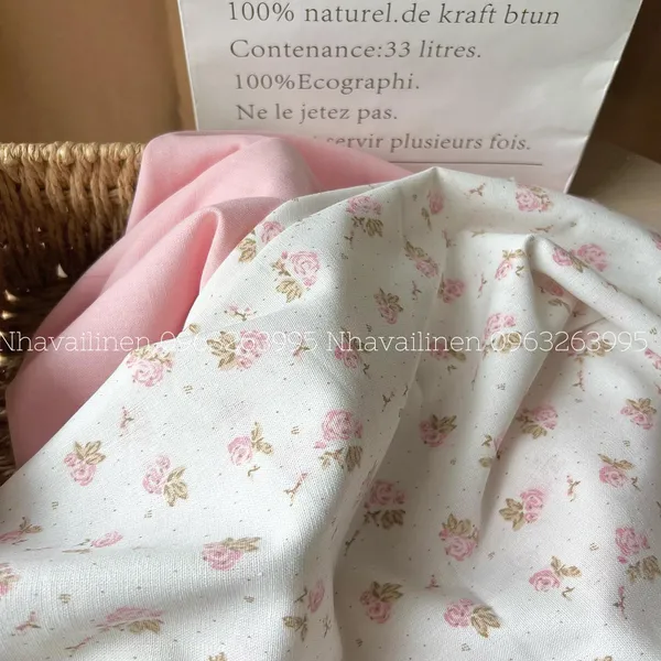 Vải linen bột hoa rose