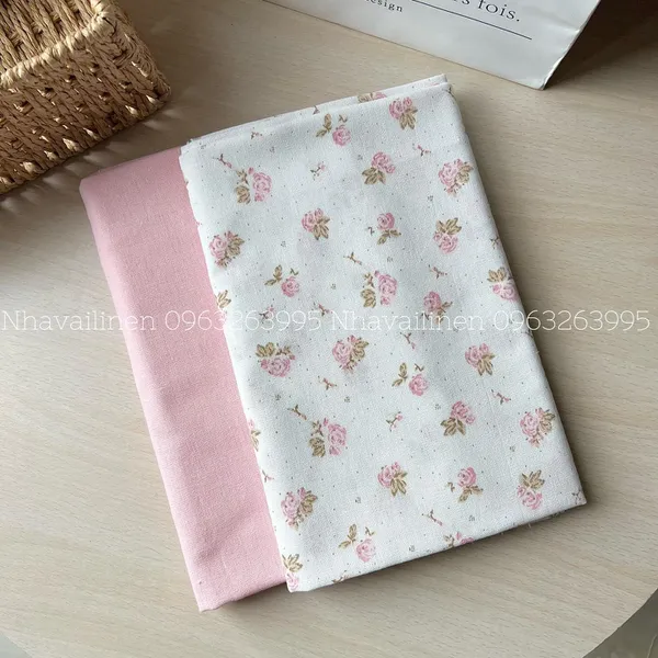 Vải linen bột hoa rose