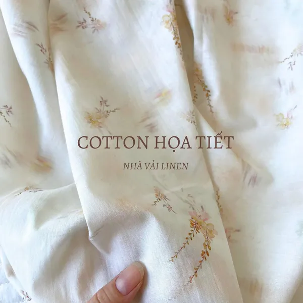 Vải cotton hoạ tiết hoa lan điệp