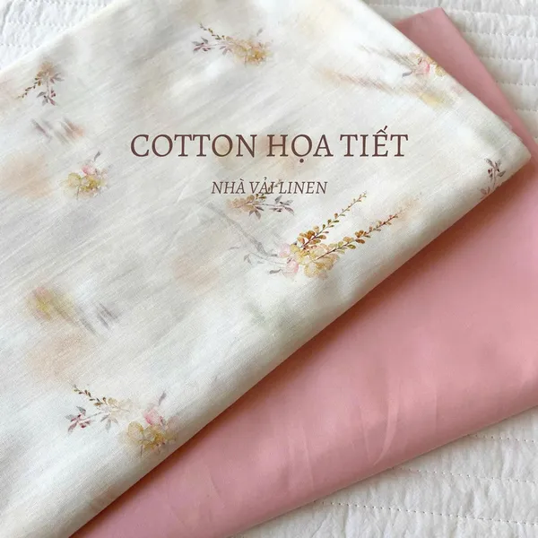 Vải cotton hoạ tiết hoa lan điệp
