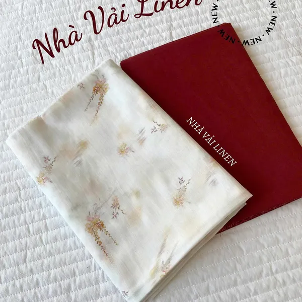 Vải cotton hoạ tiết hoa lan điệp