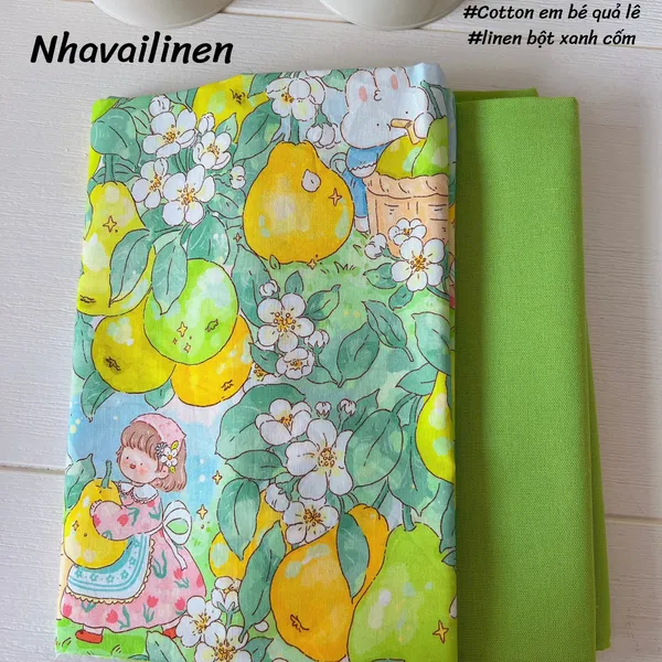 Vải cotton em bé quả lê