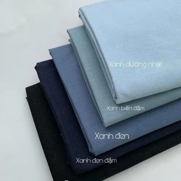 Vải Linen Bột Trơn Tone Xanh Dương
