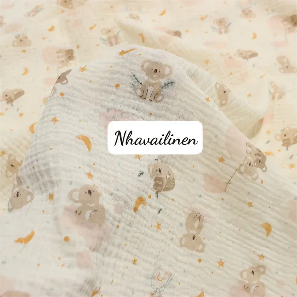 MUSLIN HỌA TIẾT HÌNH GẤU SINH ĐÔI