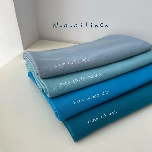 Vải Linen Bột Trơn Tone Xanh Dương