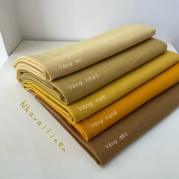 Vải Linen Bột Trơn Tone Vàng