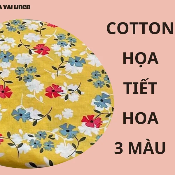 COTTON HỌA TIẾT HOA 3 MÀU NỀN VÀNG