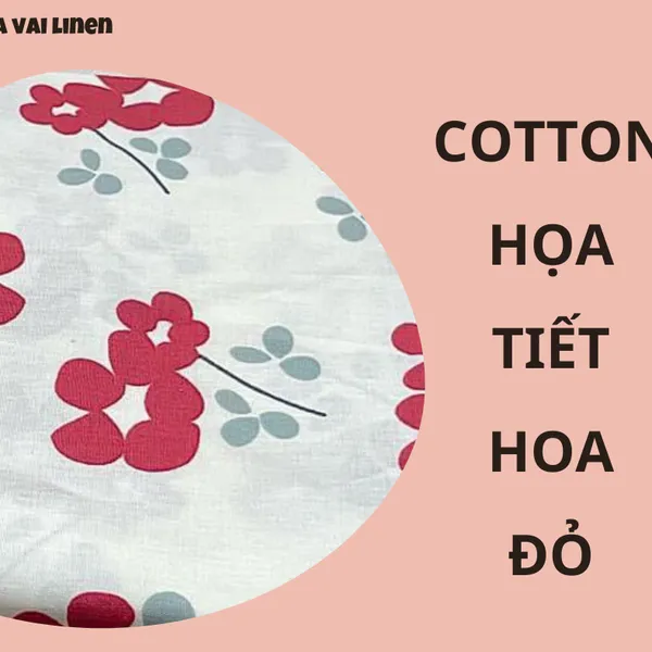 COTTON HỌA TIẾT HOA ĐỎ 5 CÁNH