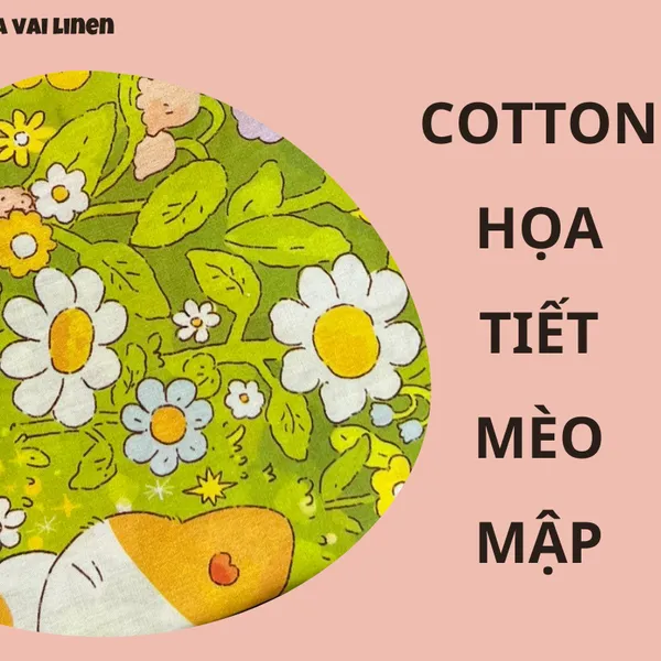 COTTON HỌA TIẾT MÈO MẬP ÔM CÁ