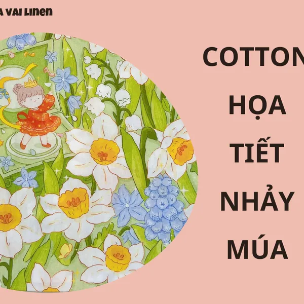 CHẤT VẢI COTTON HỌA TIẾT EM BÉ NHẢY MÚA