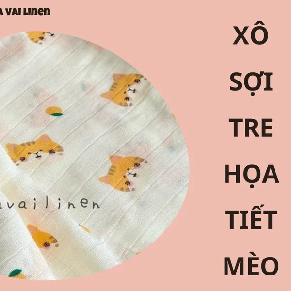 XÔ SỢI TRE HỌA TIẾT MÈO QUẢ CAM