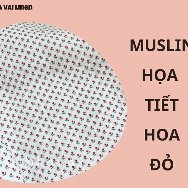 MUSLIN HỌA TIẾT HOA NHỎ MÀU ĐỎ