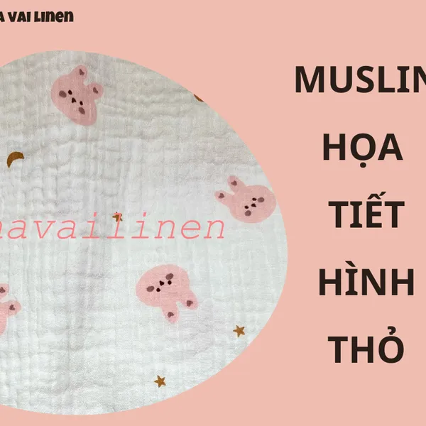 MUSLIN HỌA TIẾT THỎ TRĂNG SAO