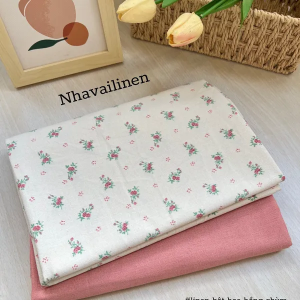 Linen hoạ tiết hoa hồng chùm
