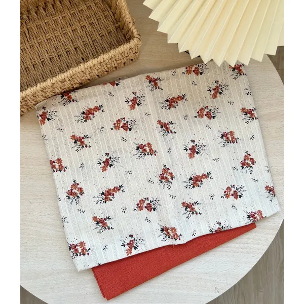 COTTON DỆT NỔI HỌA TIẾT HOA CAM