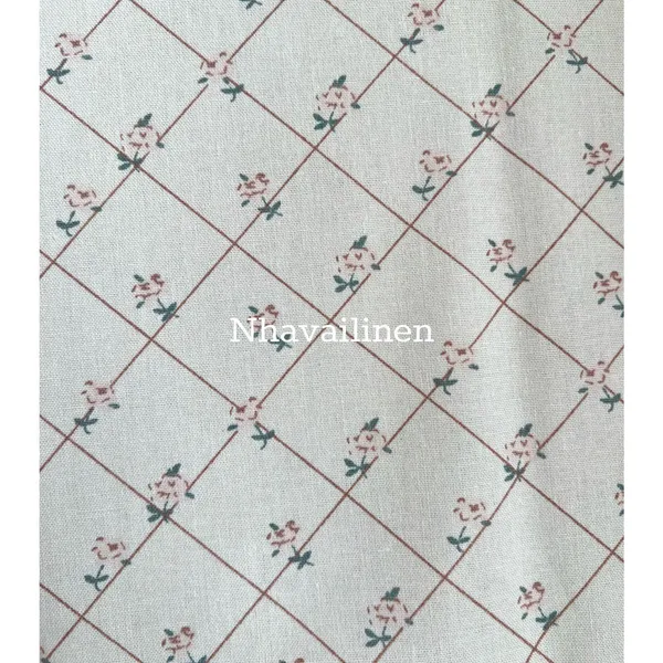 Linen hoạ tiết hoa hồng sọc