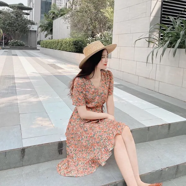 Top những mẫu đầm vải thô đũi hoa nhí hot nhất hiện nay