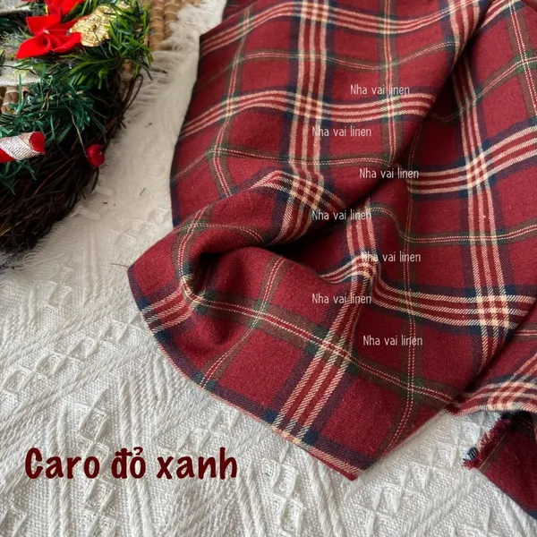 Vải caro cotton đỏ xanh