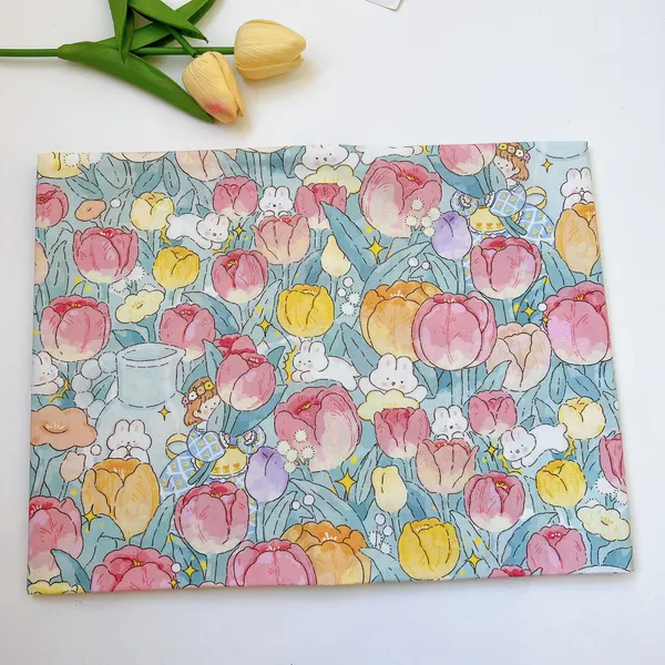COTTON HỌA TIẾT EM BÉ THỎ HOA HỒNG
