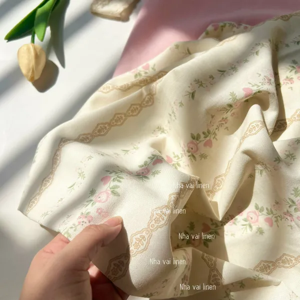 Vải Linen Bột Dày HOA DÂY HỒNG Mềm Mại Độ Dày Vừa Đủ Chất Liệu An Toàn Cho Da