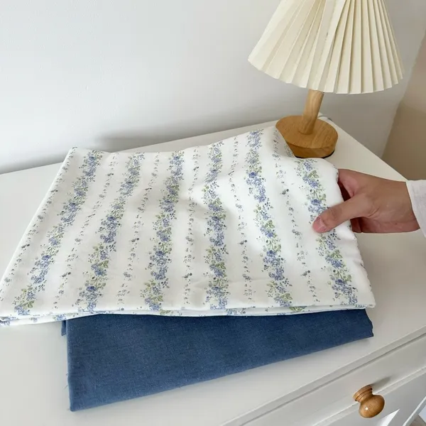 Vải linen bột hoa dây xanh
