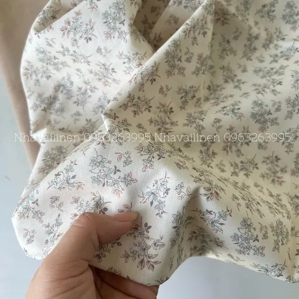 Vải cotton cao cấp hoạ tiết hoa lá nhuyễn