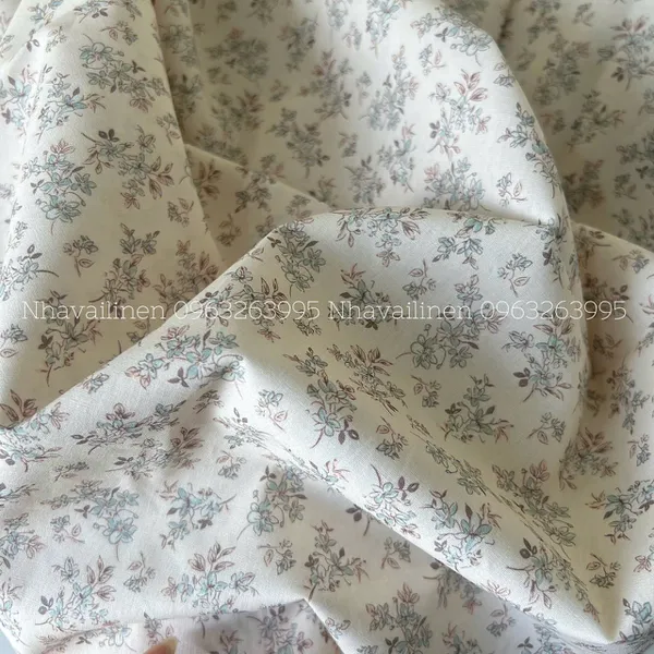 Vải cotton cao cấp hoạ tiết hoa lá nhuyễn