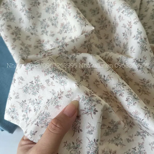 Vải cotton cao cấp hoạ tiết hoa lá nhuyễn