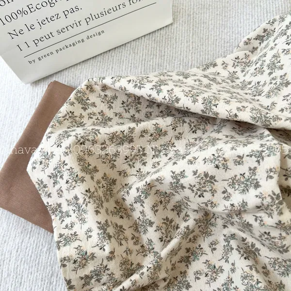 Vải thô cào bông hoa lá nhuyễn