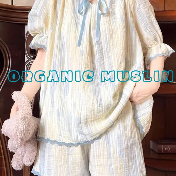 VẢI MUSLIN HOẠ TIẾT SỌC XANH