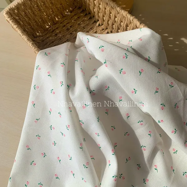 Vải linen bột hoa tulip