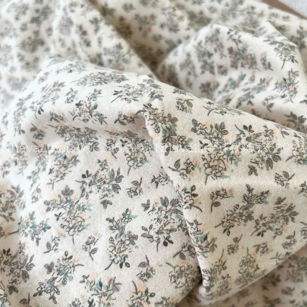 Vải thô cào bông hoa lá nhuyễn