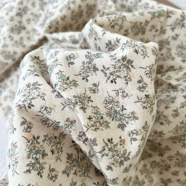 Vải thô cào bông hoa lá nhuyễn