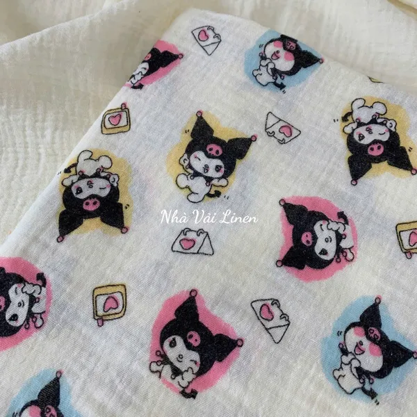 Xô muslin cao cấp 2 lớp hoạ tiết kuromi
