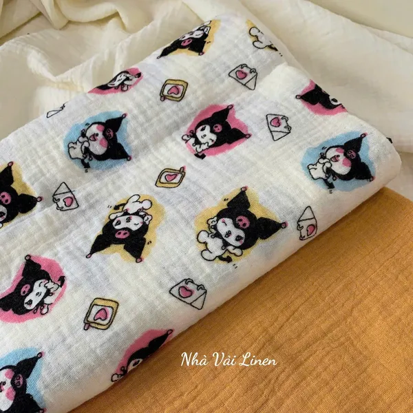 Xô muslin cao cấp 2 lớp hoạ tiết kuromi