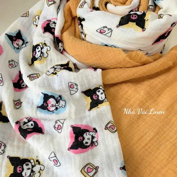 Xô muslin cao cấp 2 lớp hoạ tiết kuromi