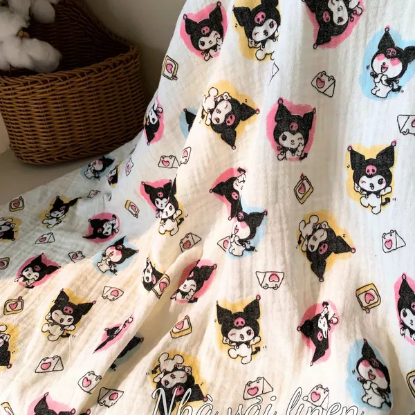 Xô muslin cao cấp 2 lớp hoạ tiết kuromi