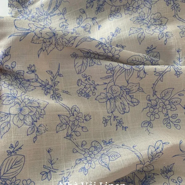 Vải linen gân hoa hải đường