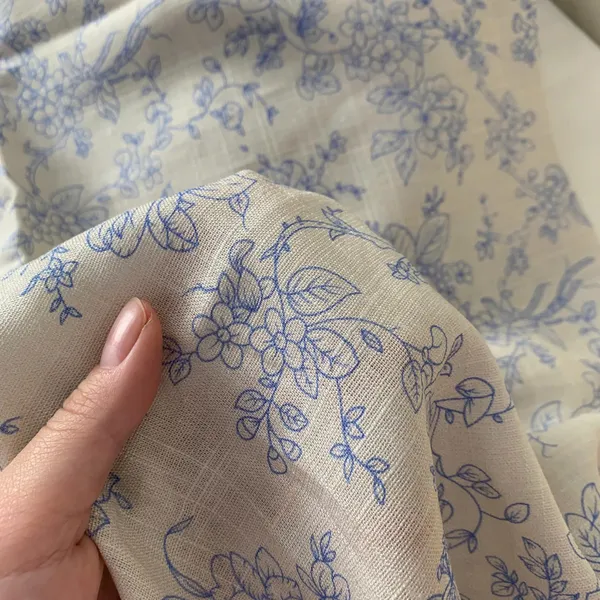 Vải linen gân hoa hải đường