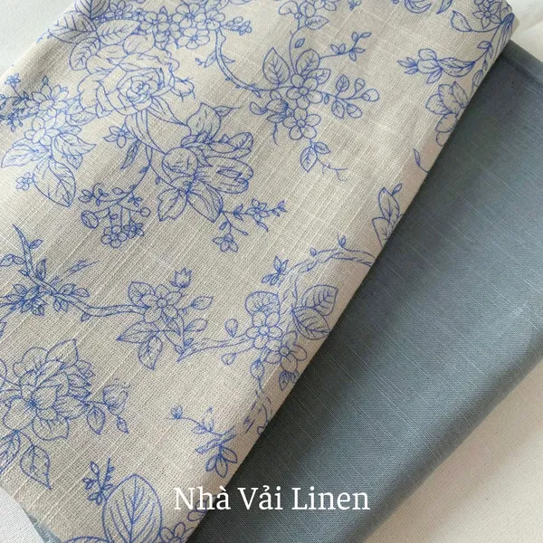 Vải linen gân hoa hải đường