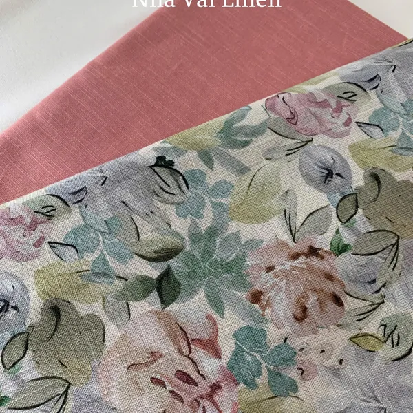 Vải linen gân hoa loang xanh