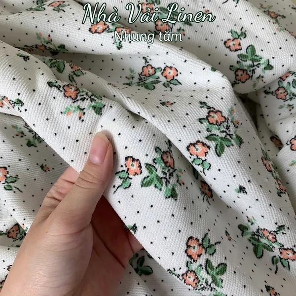 Vải nhung tăm hoa tiết