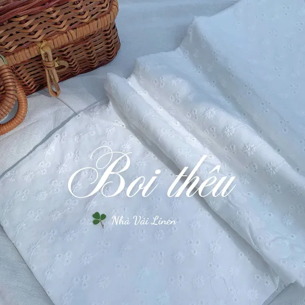 Vải boi thêu hoa nhỏ dây