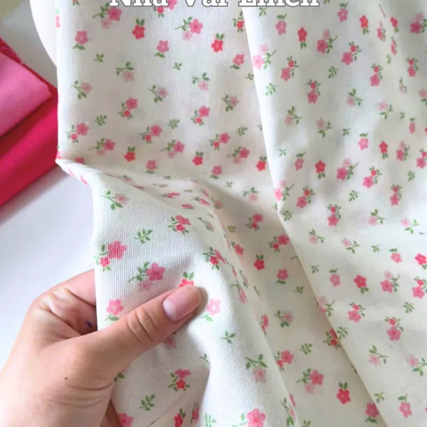 Vải linen bột hoạ tiết hoa anh đào