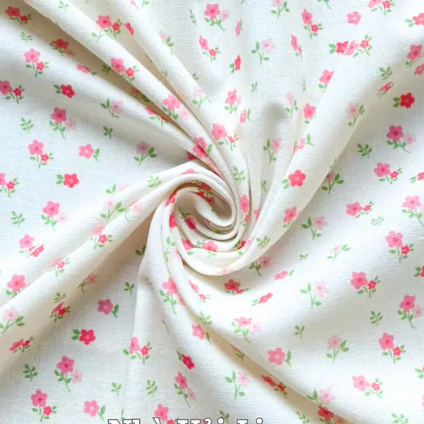 Vải linen bột hoạ tiết hoa anh đào