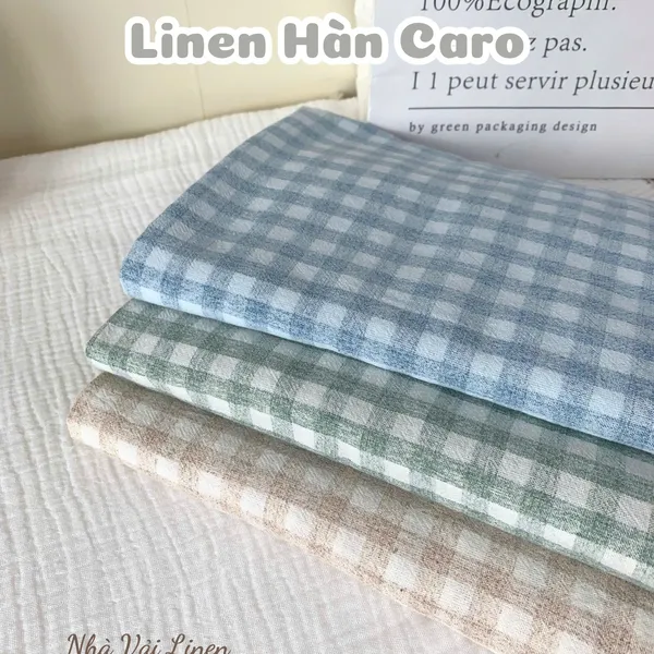 Vải linen hàn caro to
