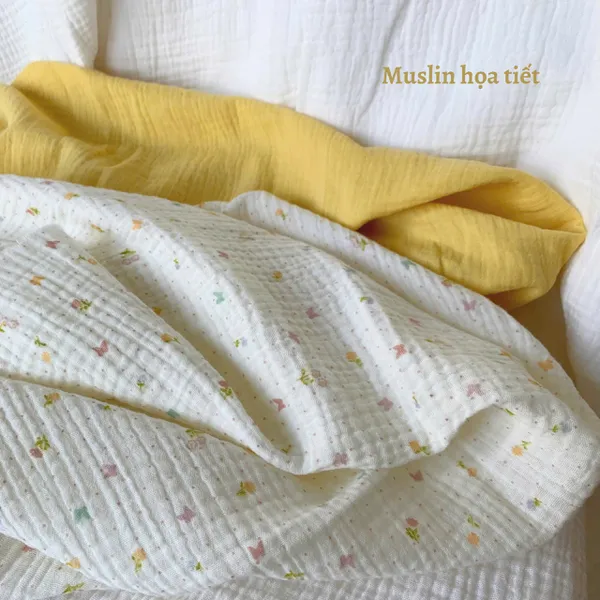 Xô muslin cao cấp 2 lớp hoạ tiết hoa bướm