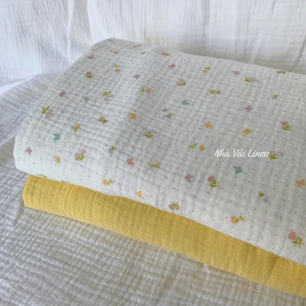 Xô muslin cao cấp 2 lớp hoạ tiết hoa bướm